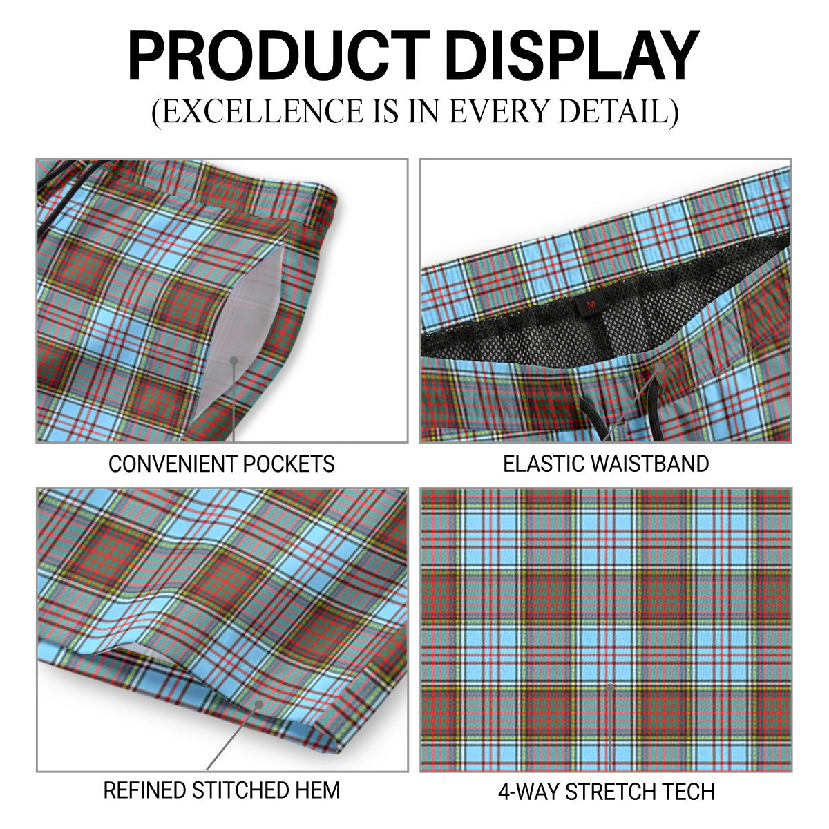 Anderson Ancient Tartan Crest Men's Beach Shorts