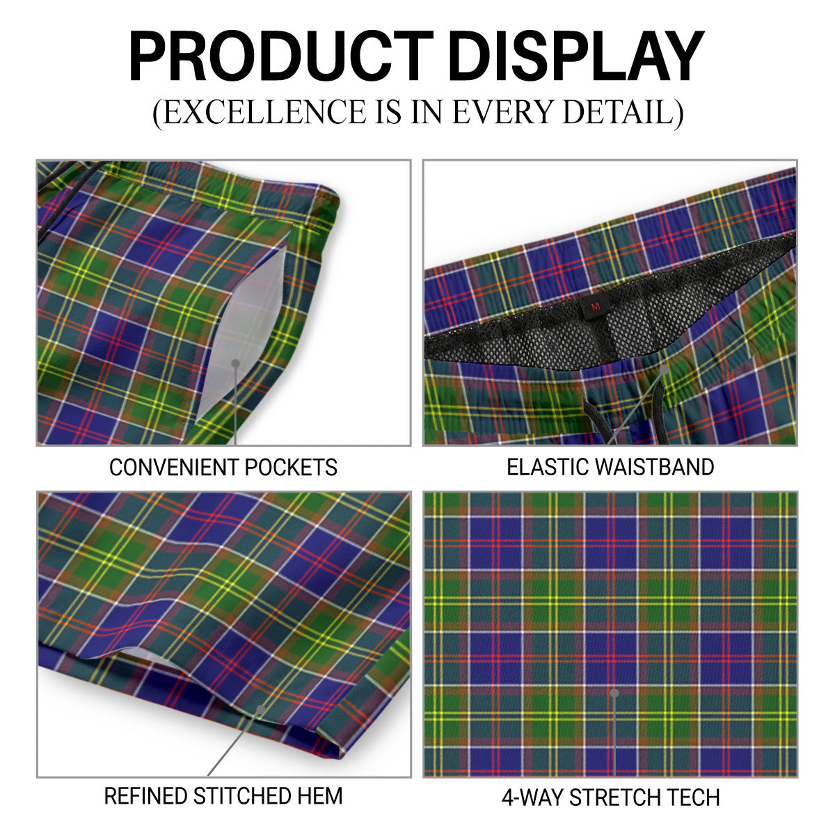 Arnott Tartan Crest Men's Beach Shorts