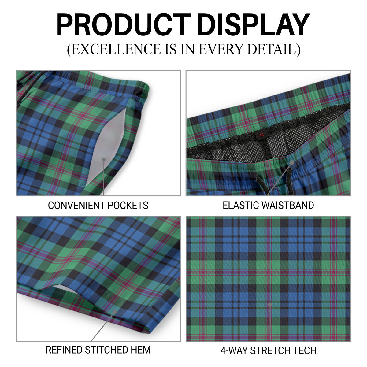 Baird Ancient Tartan Crest Men's Beach Shorts