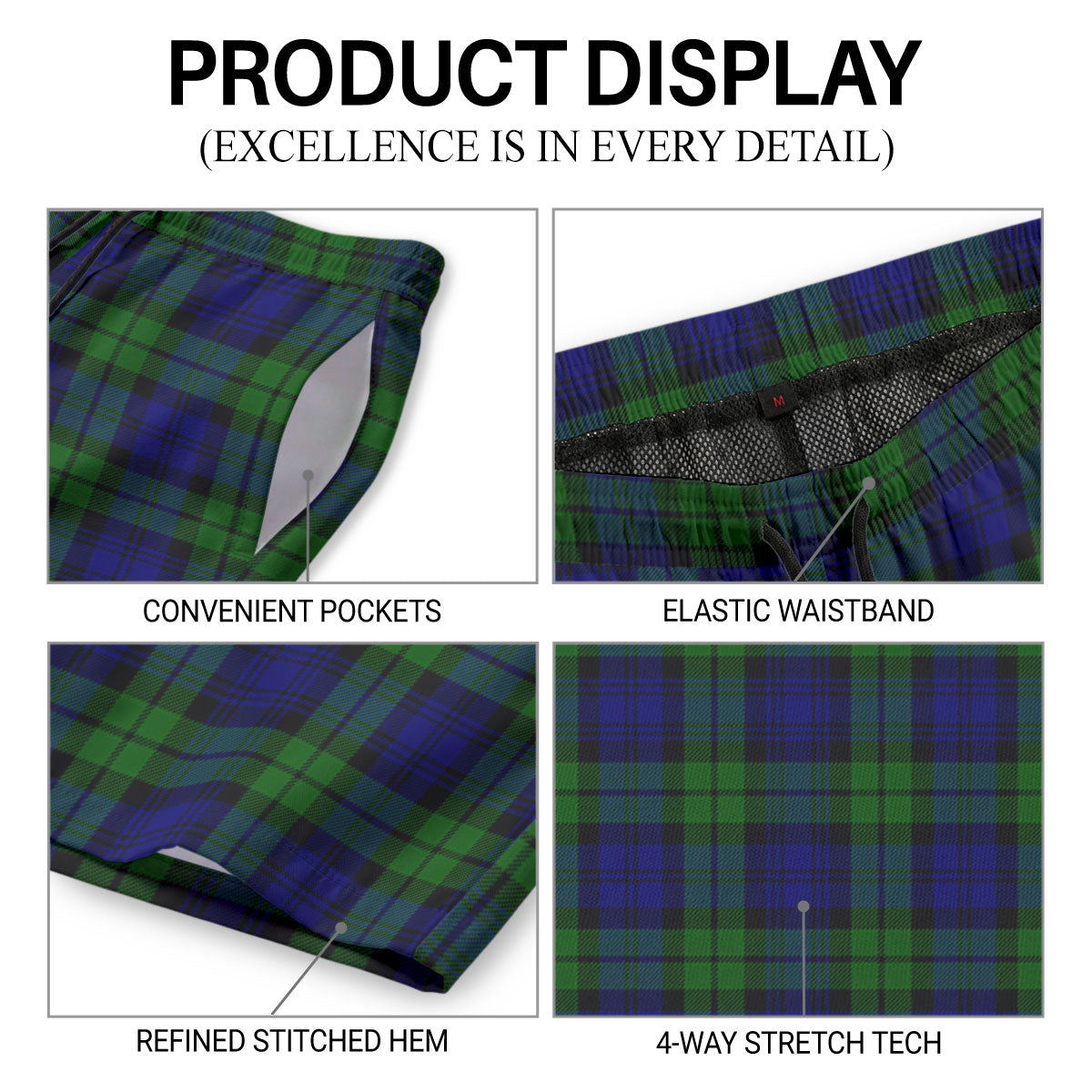 Bannatyne Tartan Crest Men's Beach Shorts