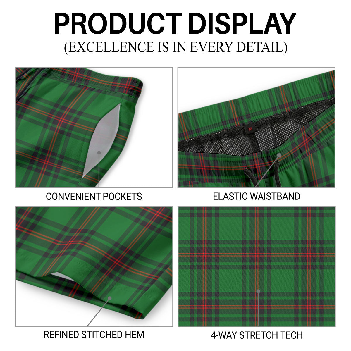 Beveridge Tartan Crest Men's Beach Shorts
