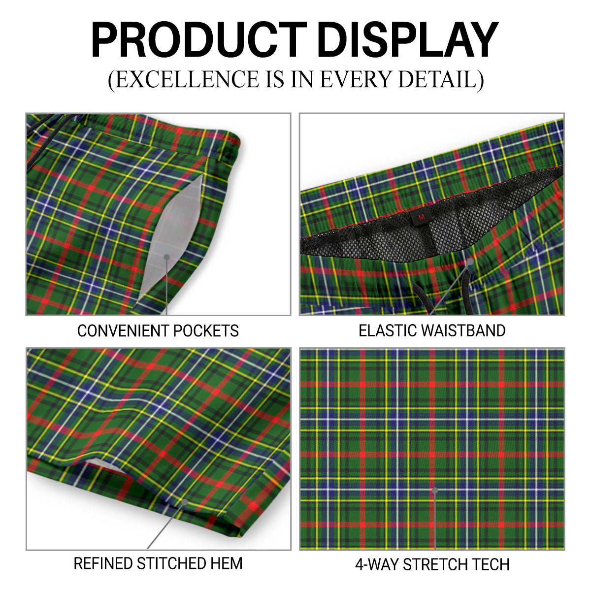 Bisset Tartan Crest Men's Beach Shorts