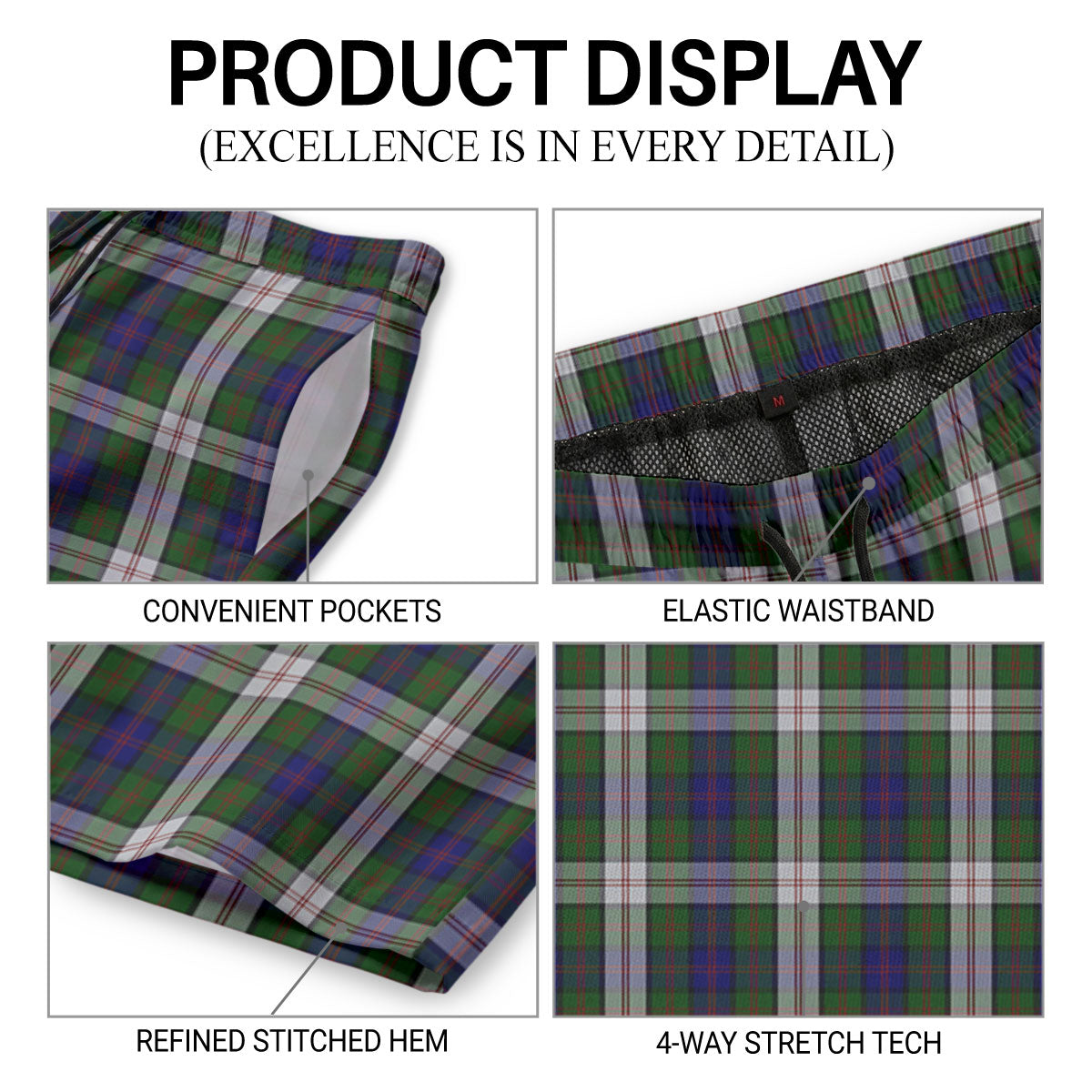 Blair Dress Tartan Crest Men's Beach Shorts