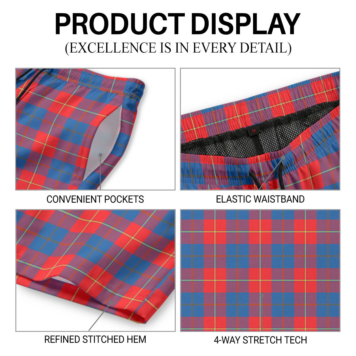 Blane Tartan Crest Men's Beach Shorts