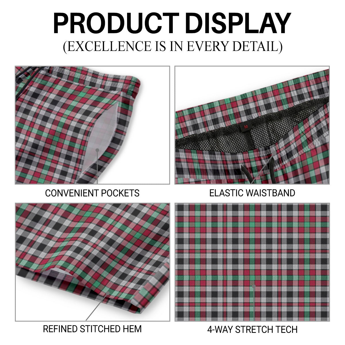 Borthwick Ancient Tartan Crest Men's Beach Shorts