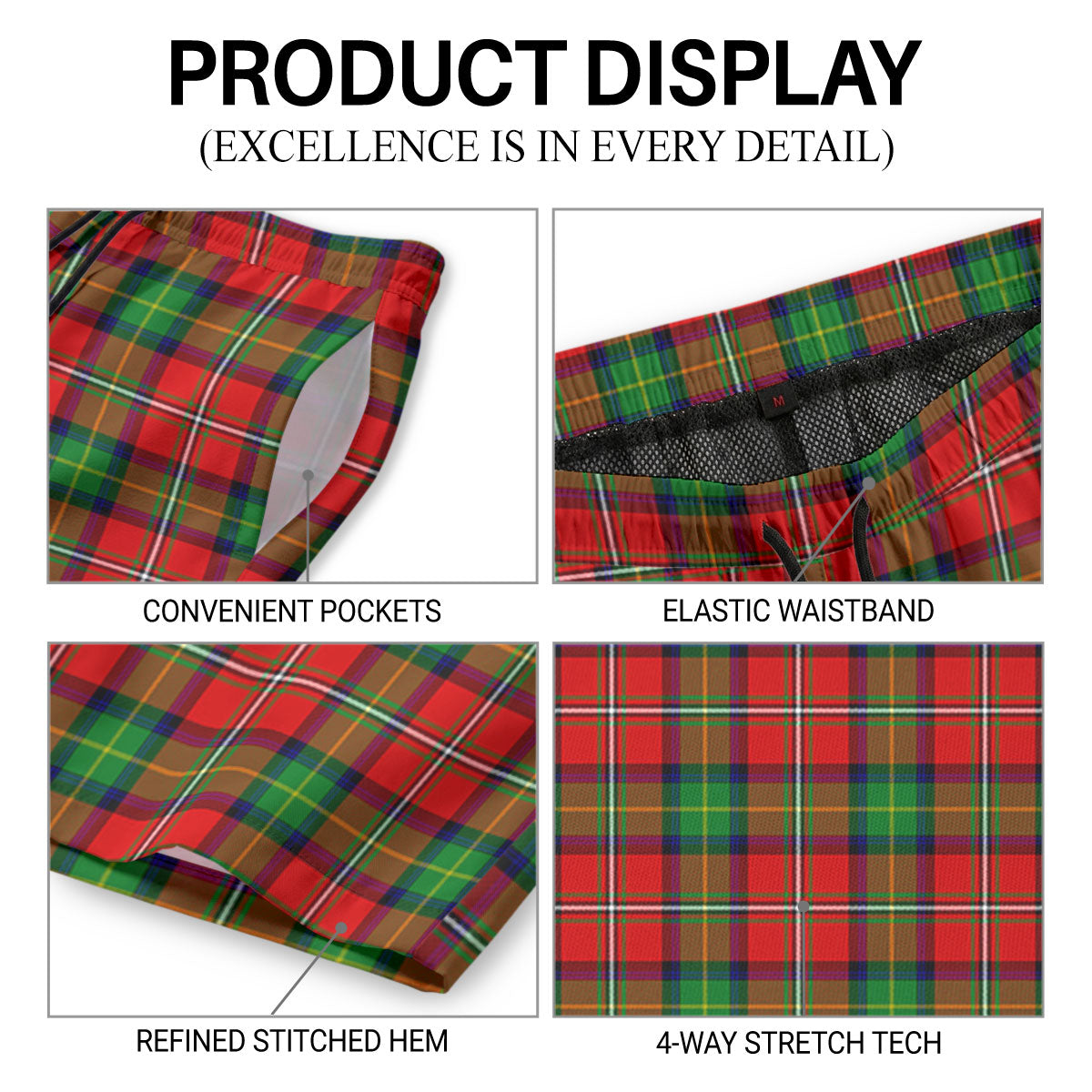 Boyd Modern Tartan Crest Men's Beach Shorts
