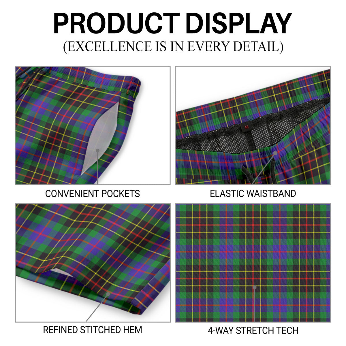 Brodie Hunting Modern Tartan Crest Men's Beach Shorts