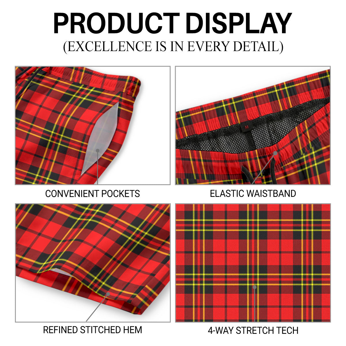 Brodie Modern Tartan Crest Men's Beach Shorts