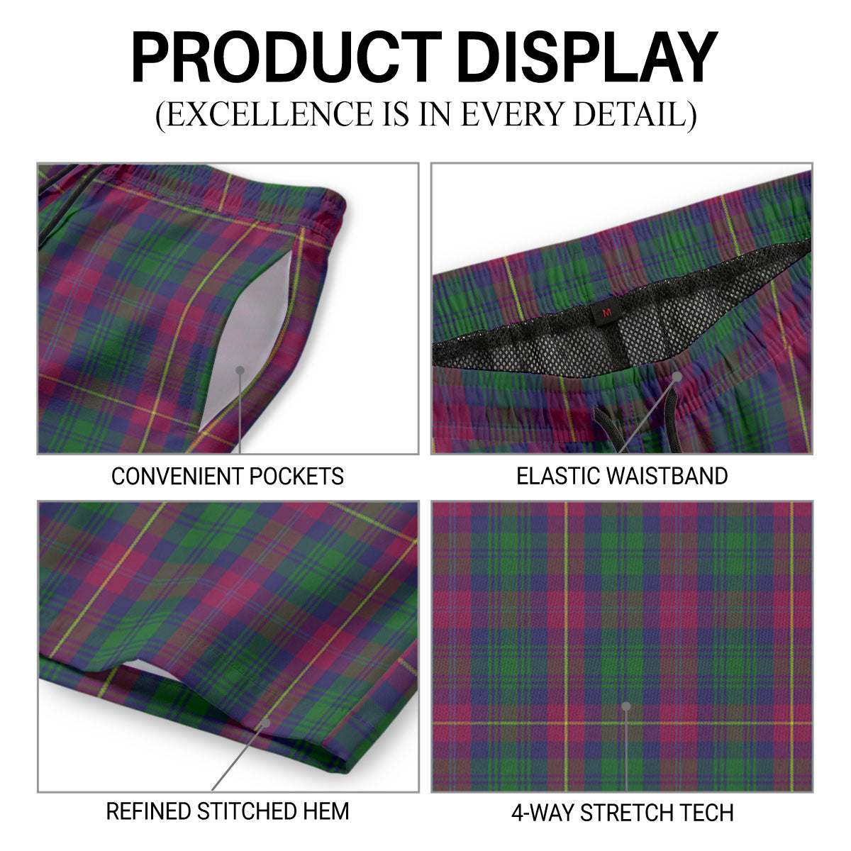Cairns Tartan Crest Men's Beach Shorts