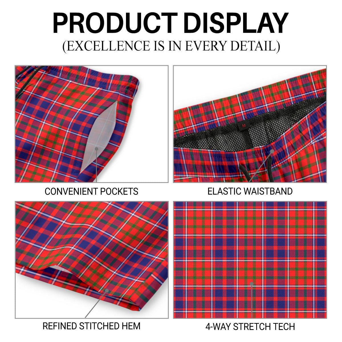 Cameron of Lochiel Modern Tartan Crest Men's Beach Shorts