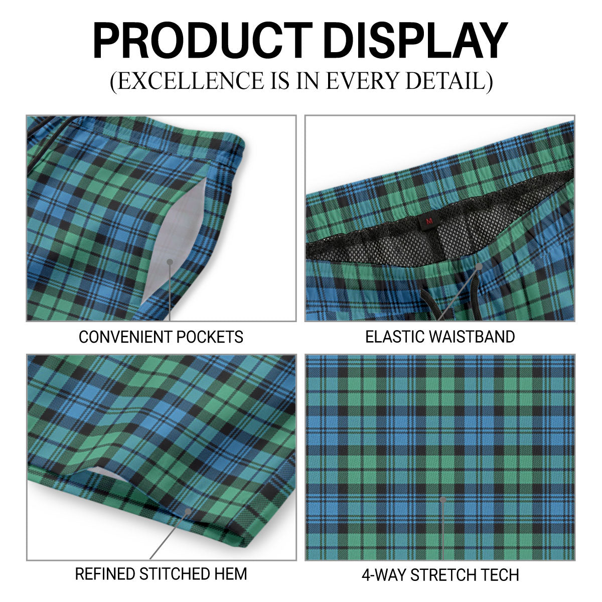Campbell Ancient 01 Tartan Crest Men's Beach Shorts