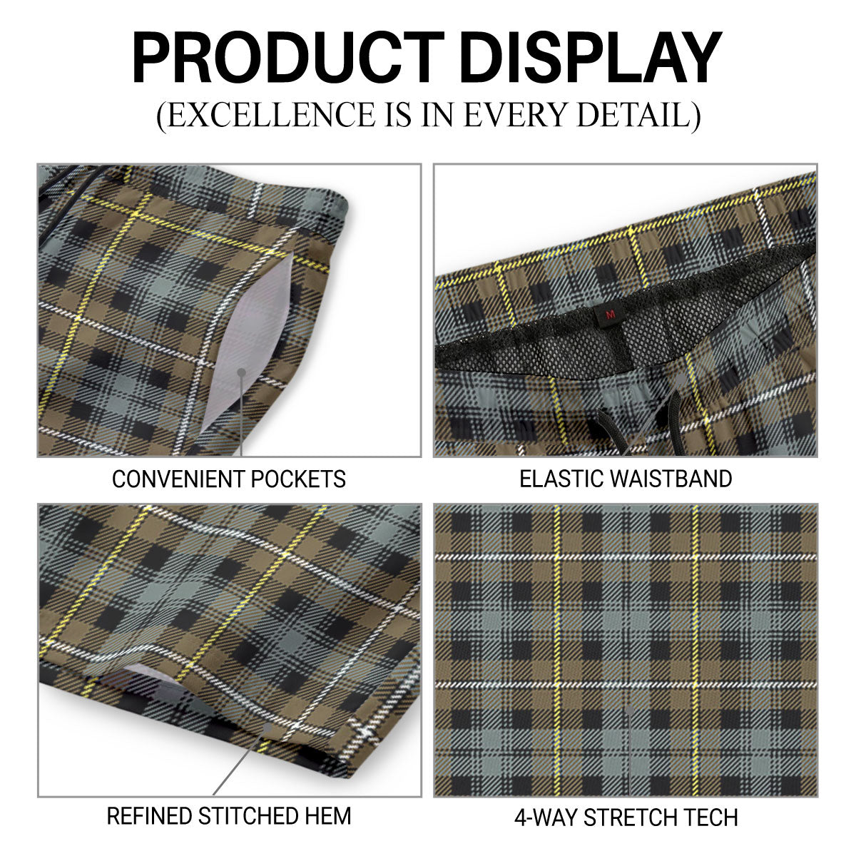 Campbell Argyll Weathered Tartan Crest Men's Beach Shorts