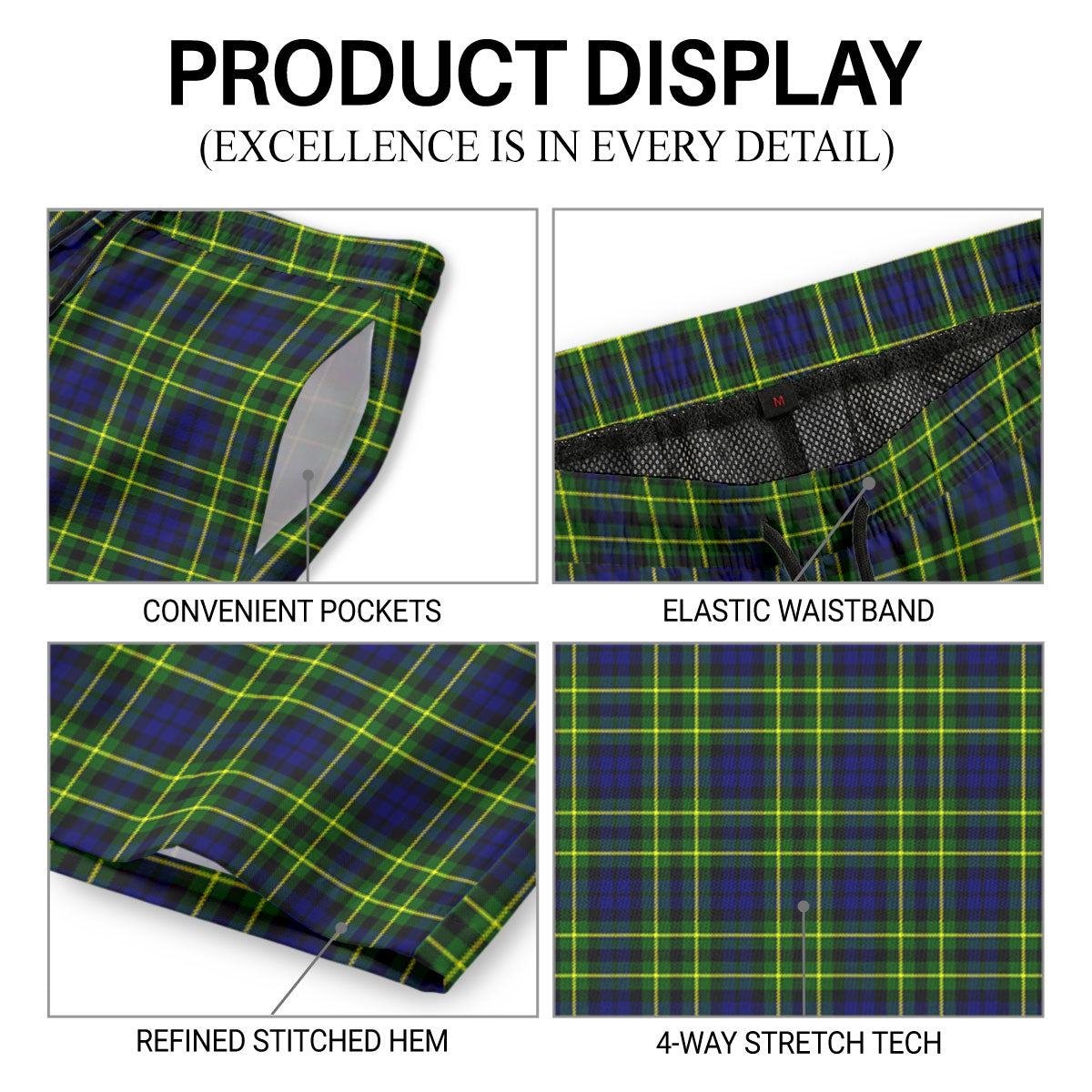 Campbell of Breadalbane Modern Tartan Crest Men's Beach Shorts