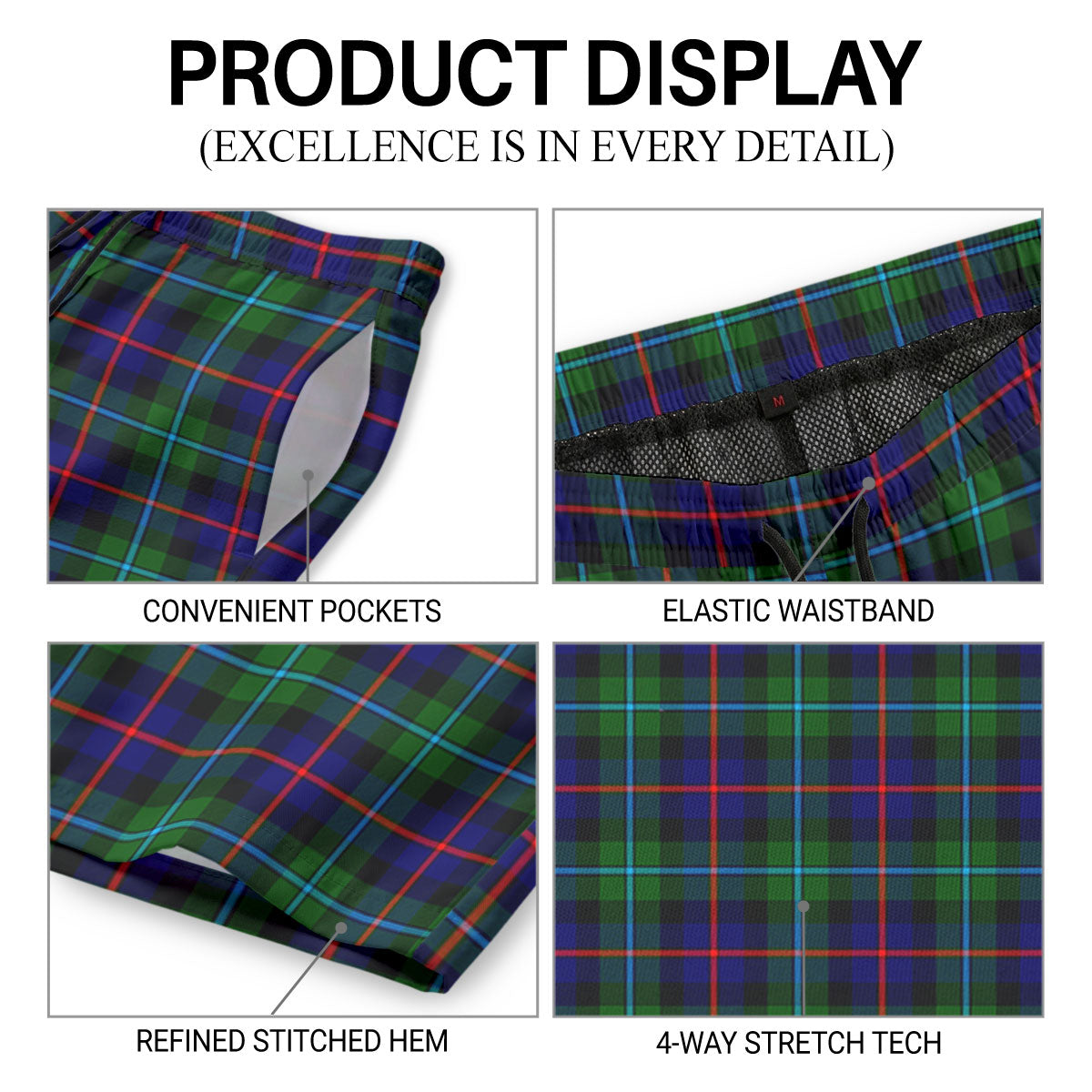 Campbell of Cawdor Modern Tartan Crest Men's Beach Shorts