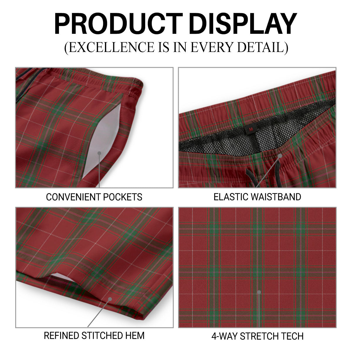 Carruthers Tartan Crest Men's Beach Shorts
