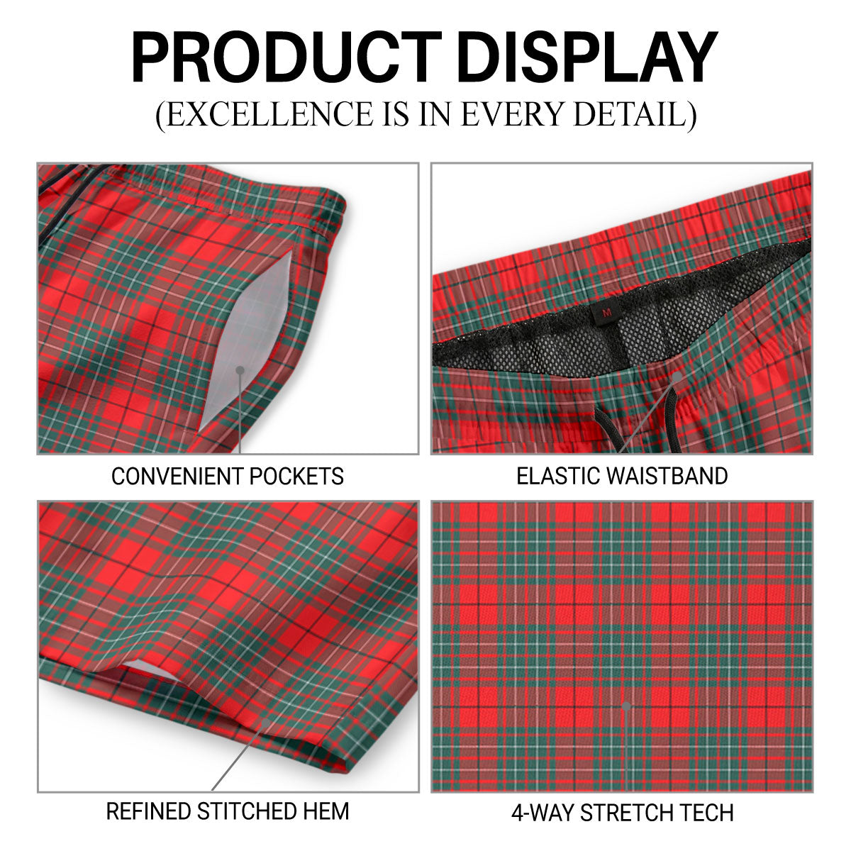 Cheyne Tartan Crest Men's Beach Shorts