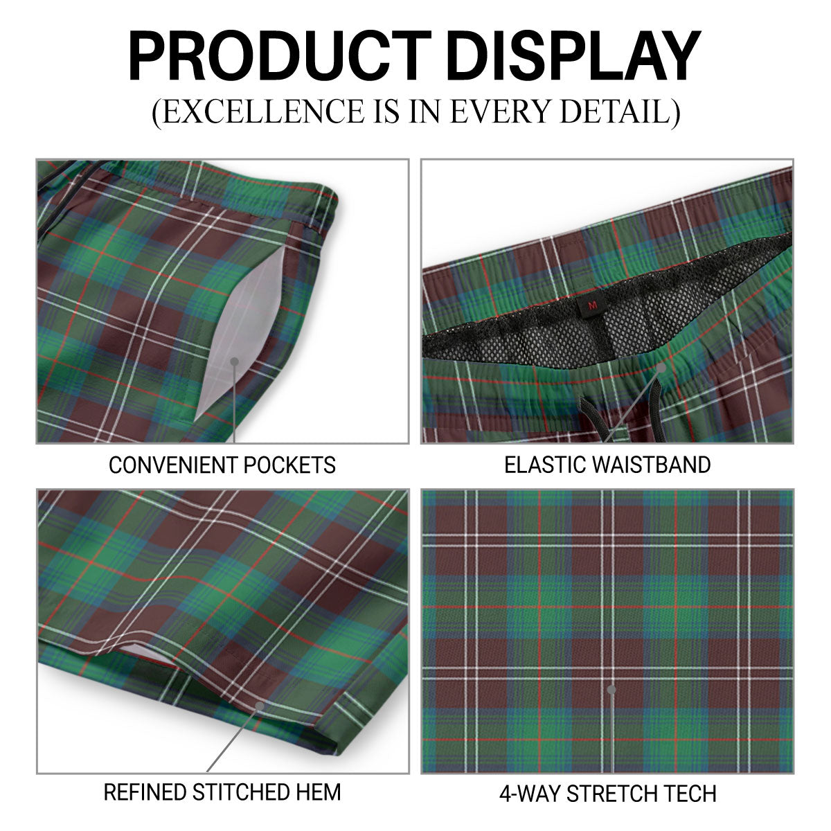 Chisholm Hunting Ancient Tartan Crest Men's Beach Shorts