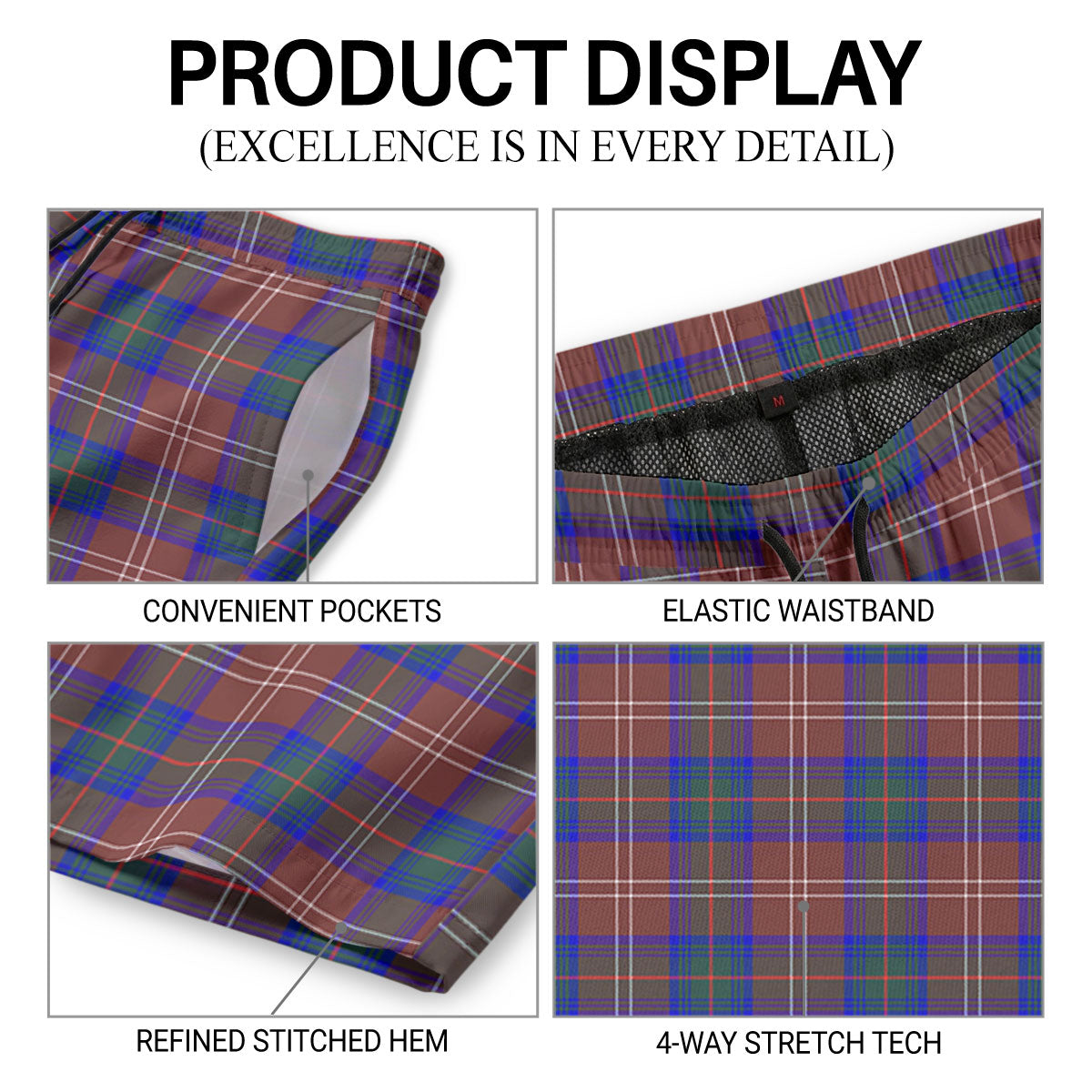 Chisholm Hunting Modern Tartan Crest Men's Beach Shorts