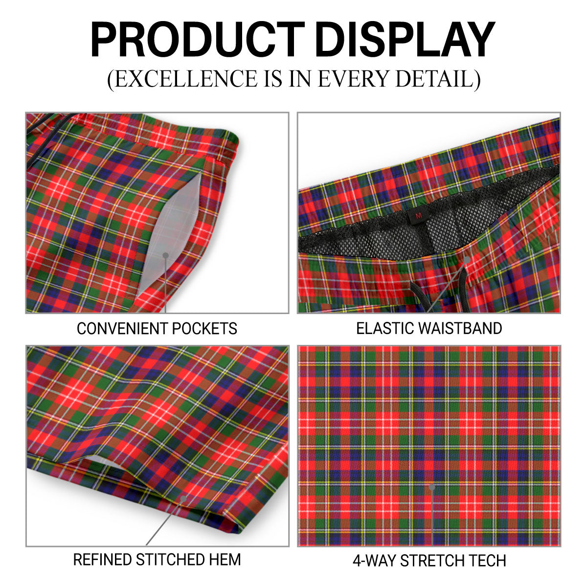 Christie Tartan Crest Men's Beach Shorts