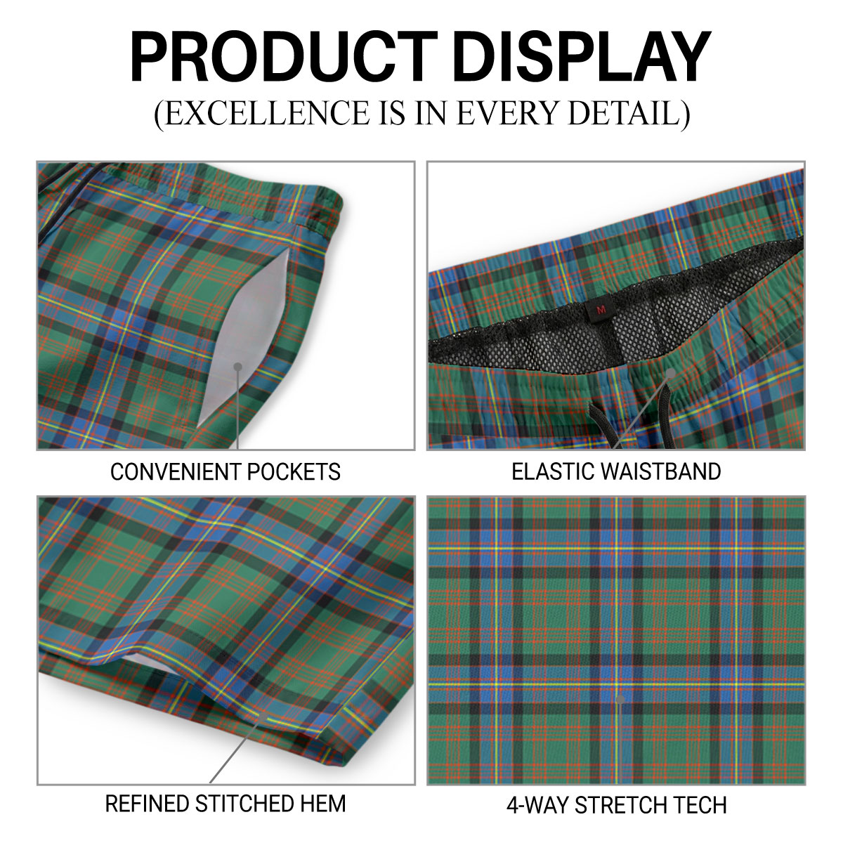 Cochrane Ancient Tartan Crest Men's Beach Shorts