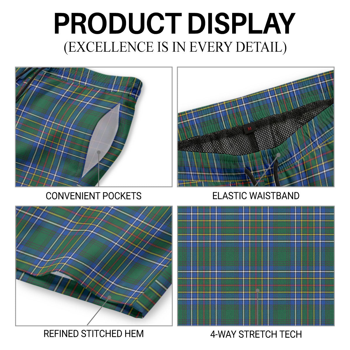 Cockburn Ancient Tartan Crest Men's Beach Shorts
