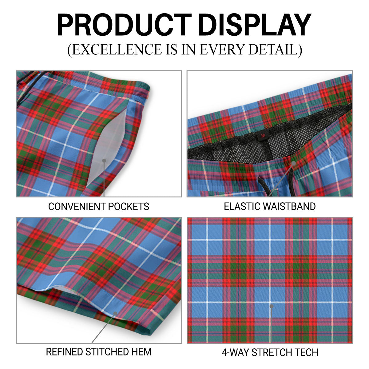Dalmahoy Tartan Crest Men's Beach Shorts