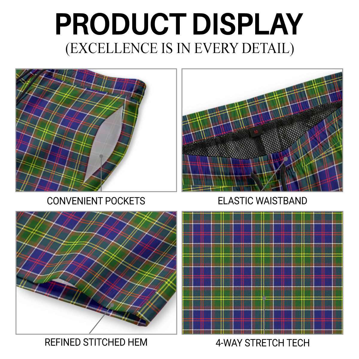 Dalrymple Tartan Crest Men's Beach Shorts