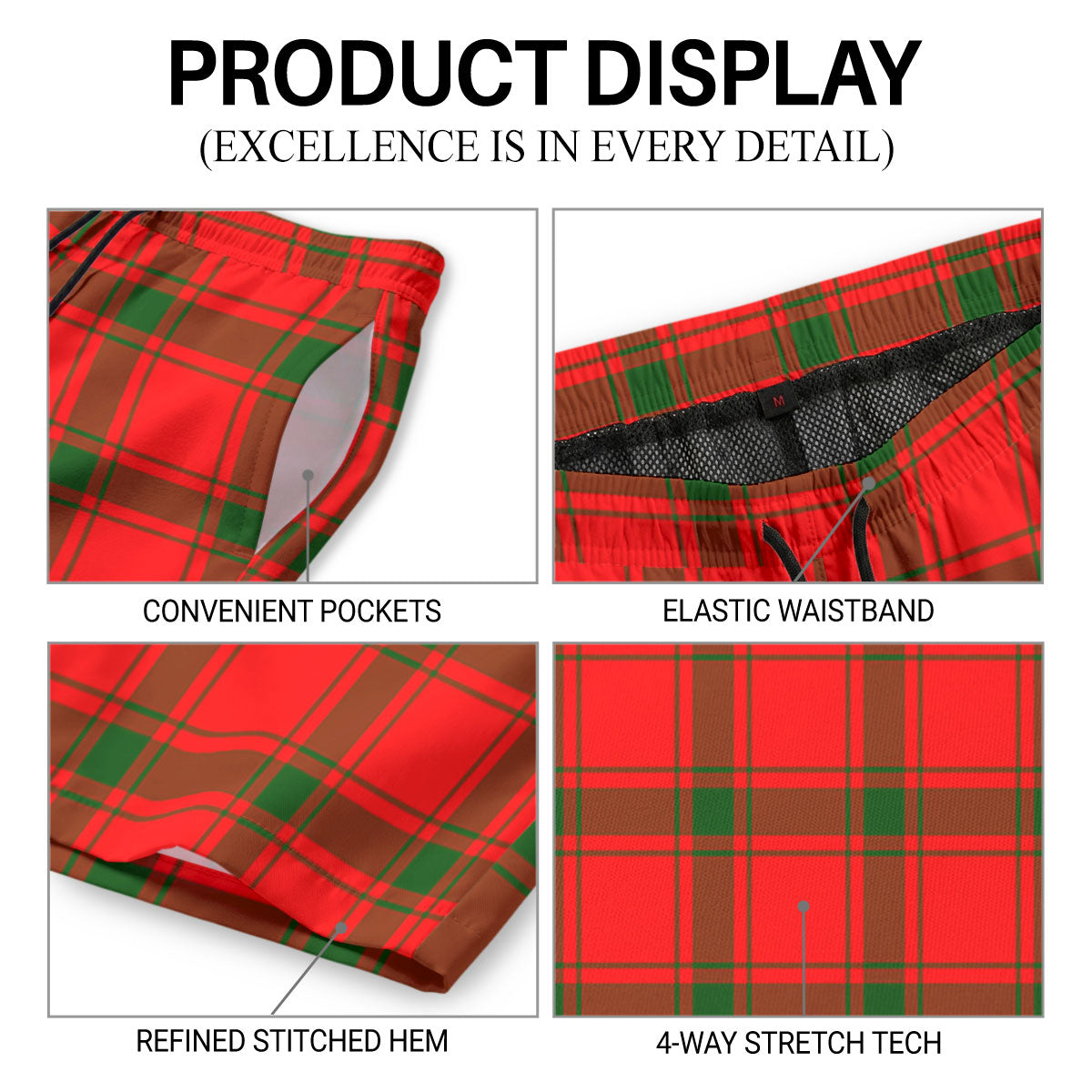 Darroch (Gourock) Tartan Crest Men's Beach Shorts