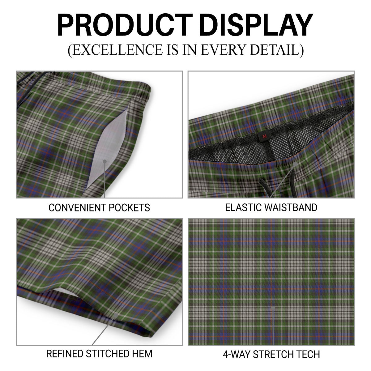 Davidson Tulloch Dress Tartan Crest Men's Beach Shorts