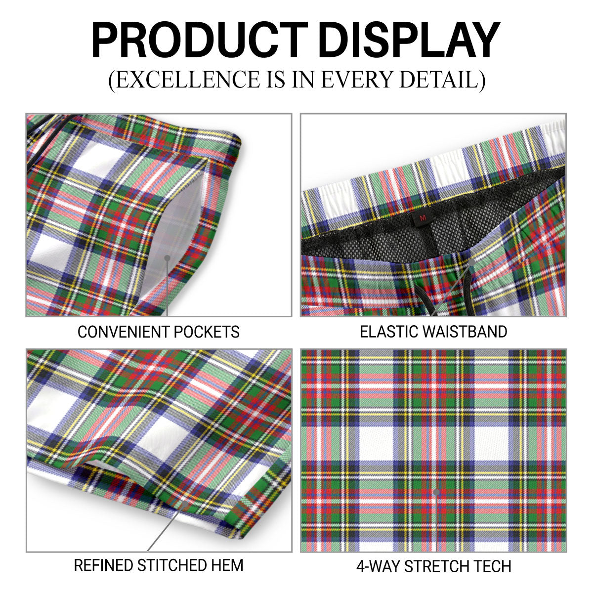 Dennistoun Tartan Crest Men's Beach Shorts