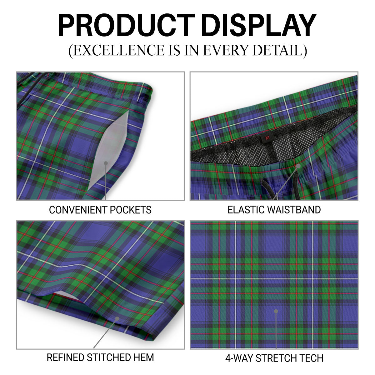 Donnachaidh Tartan Crest Men's Beach Shorts