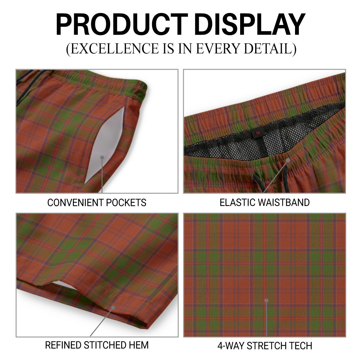 Drummond Clan Tartan Crest Men's Beach Shorts