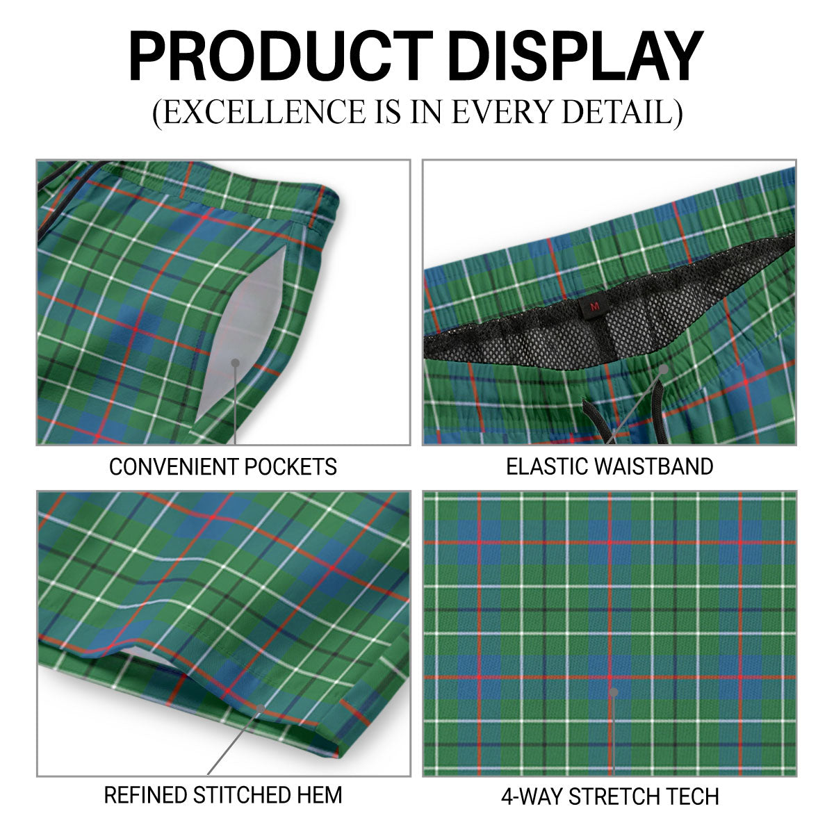 Duncanson Tartan Crest Men's Beach Shorts