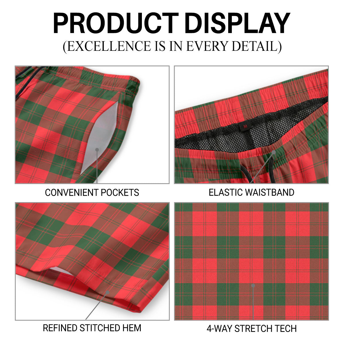 Erskine Modern Tartan Crest Men's Beach Shorts