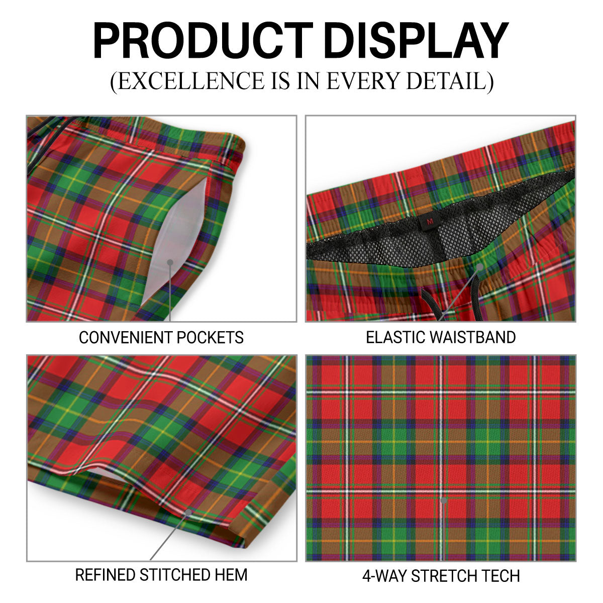 Fairlie Tartan Crest Men's Beach Shorts