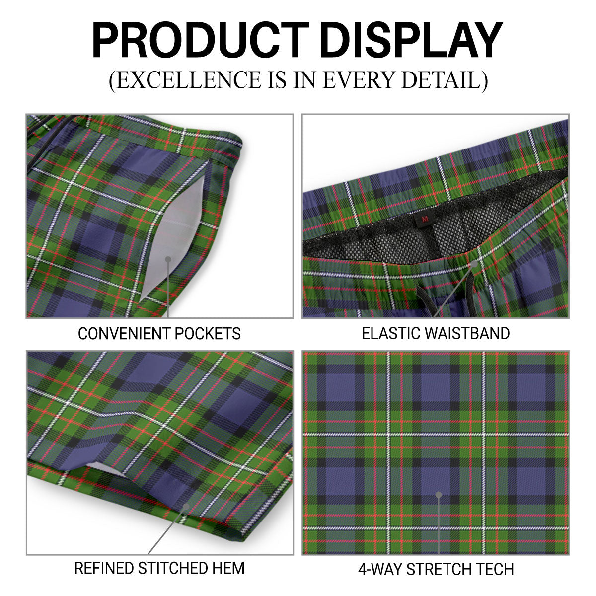 Ferguson Tartan Crest Men's Beach Shorts
