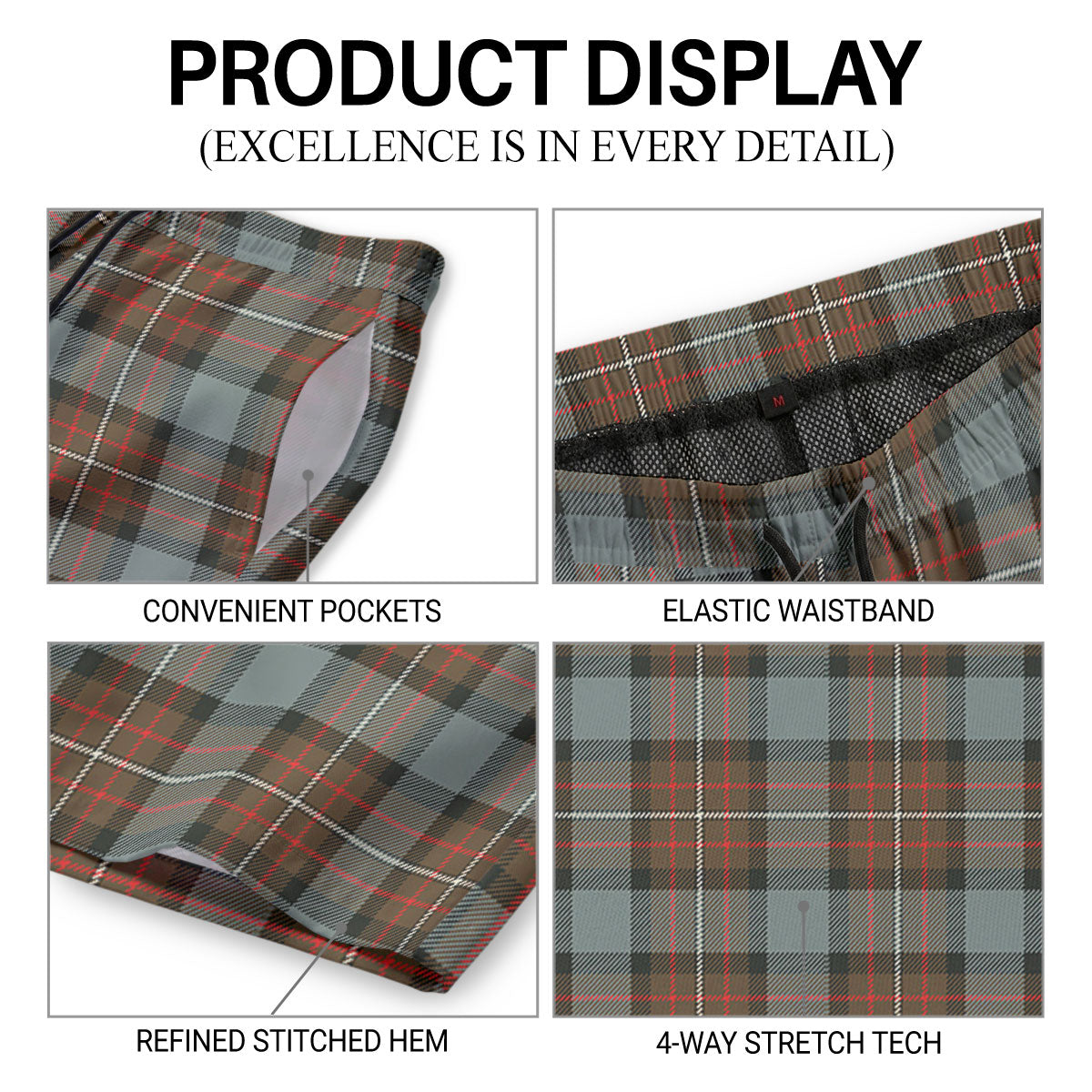 Fergusson Weathered Tartan Crest Men's Beach Shorts