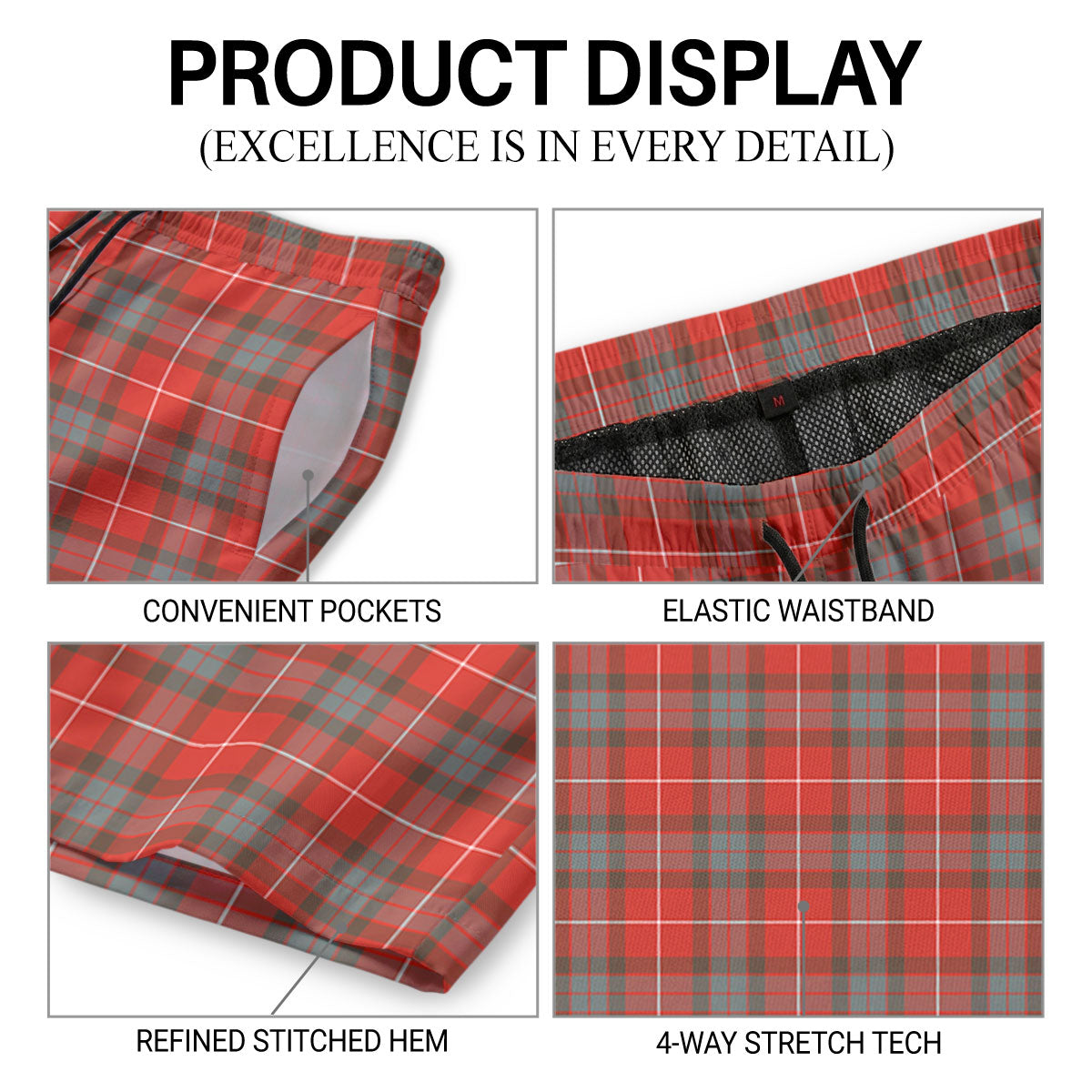 Fraser (of Lovat) Weathered Tartan Crest Men's Beach Shorts