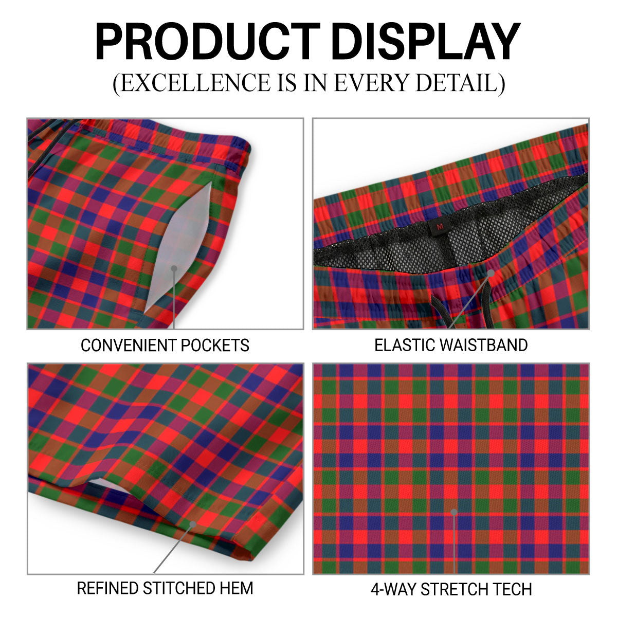 Gow (of Skeoch) Tartan Crest Men's Beach Shorts