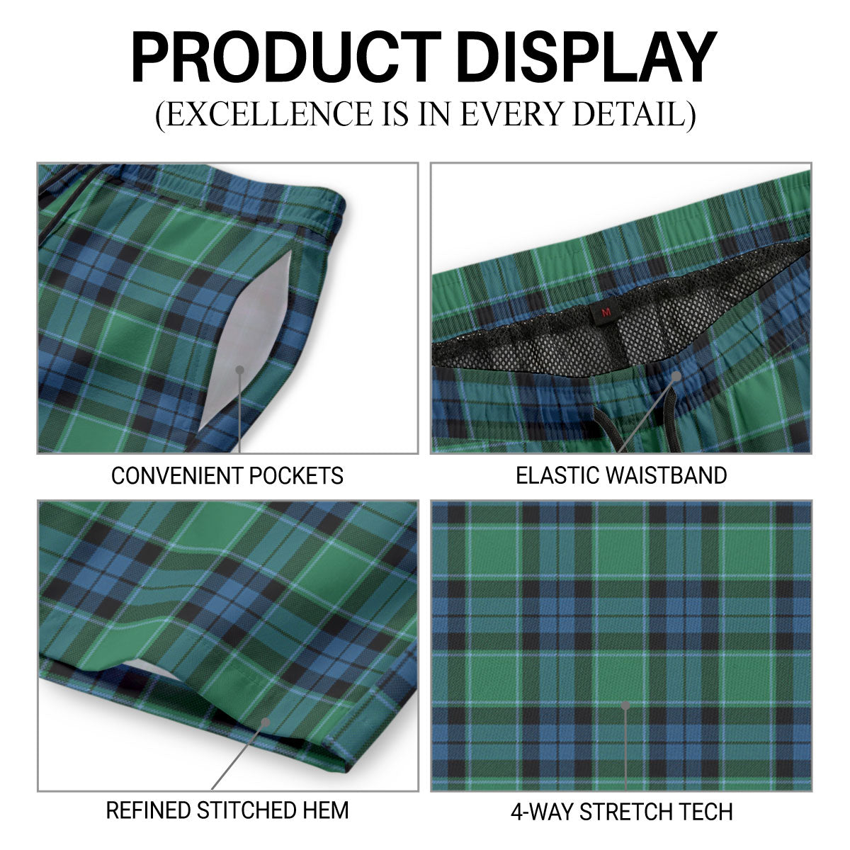 Graham of Menteith Ancient Tartan Crest Men's Beach Shorts