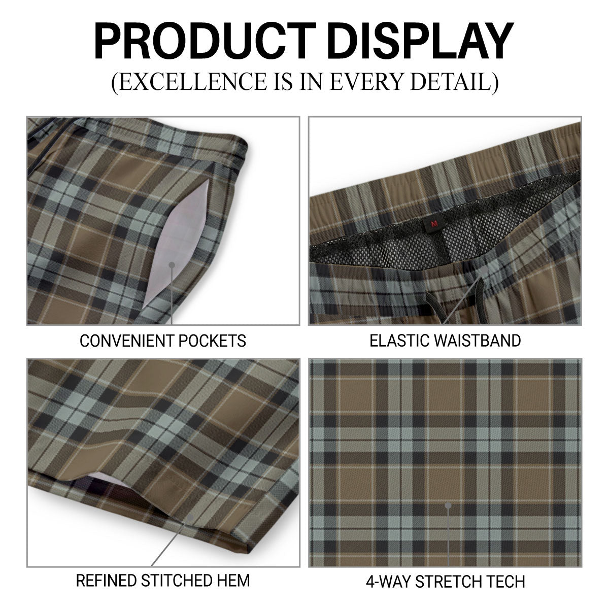 Graham of Menteith Weathered Tartan Crest Men's Beach Shorts