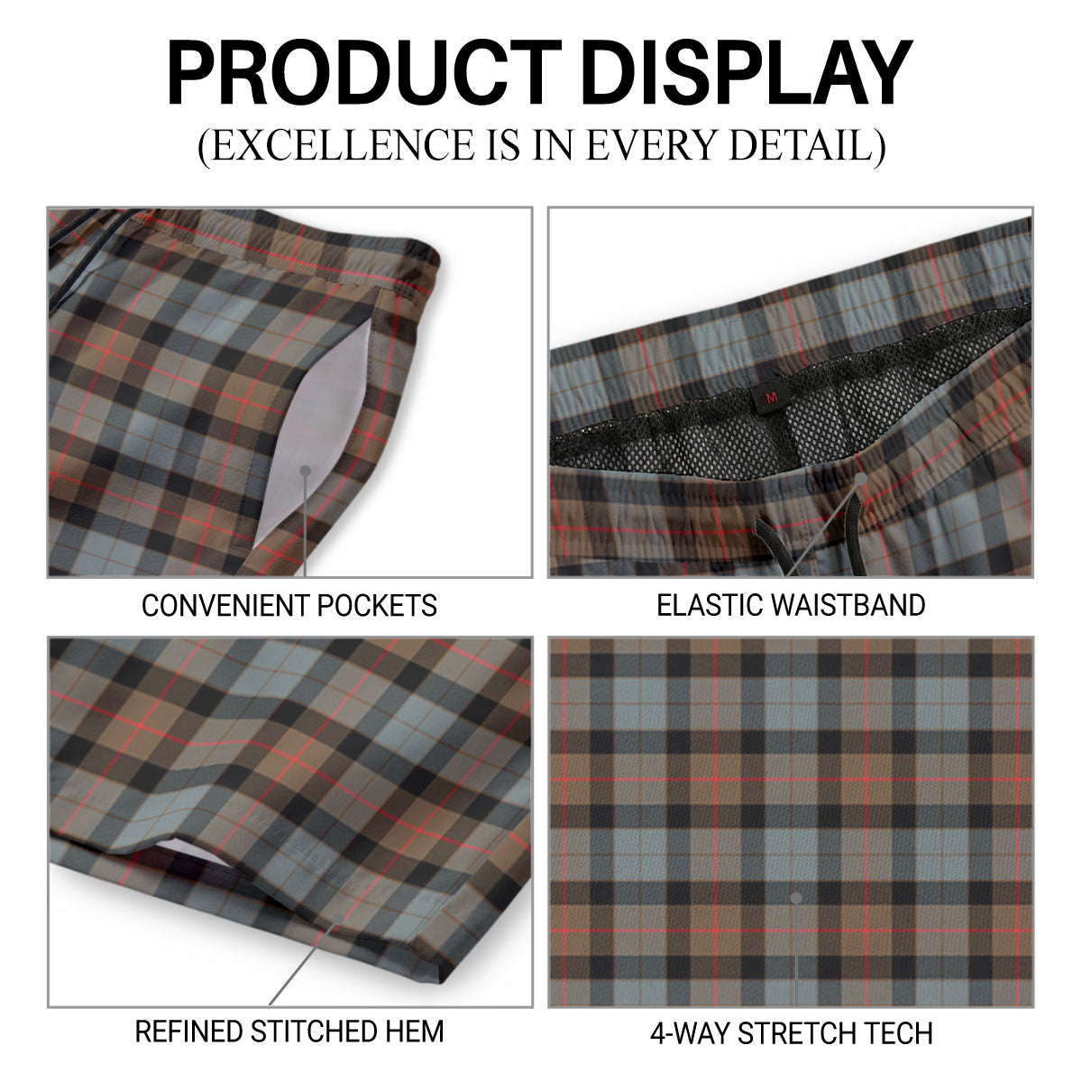Gunn Weathered Tartan Crest Men's Beach Shorts