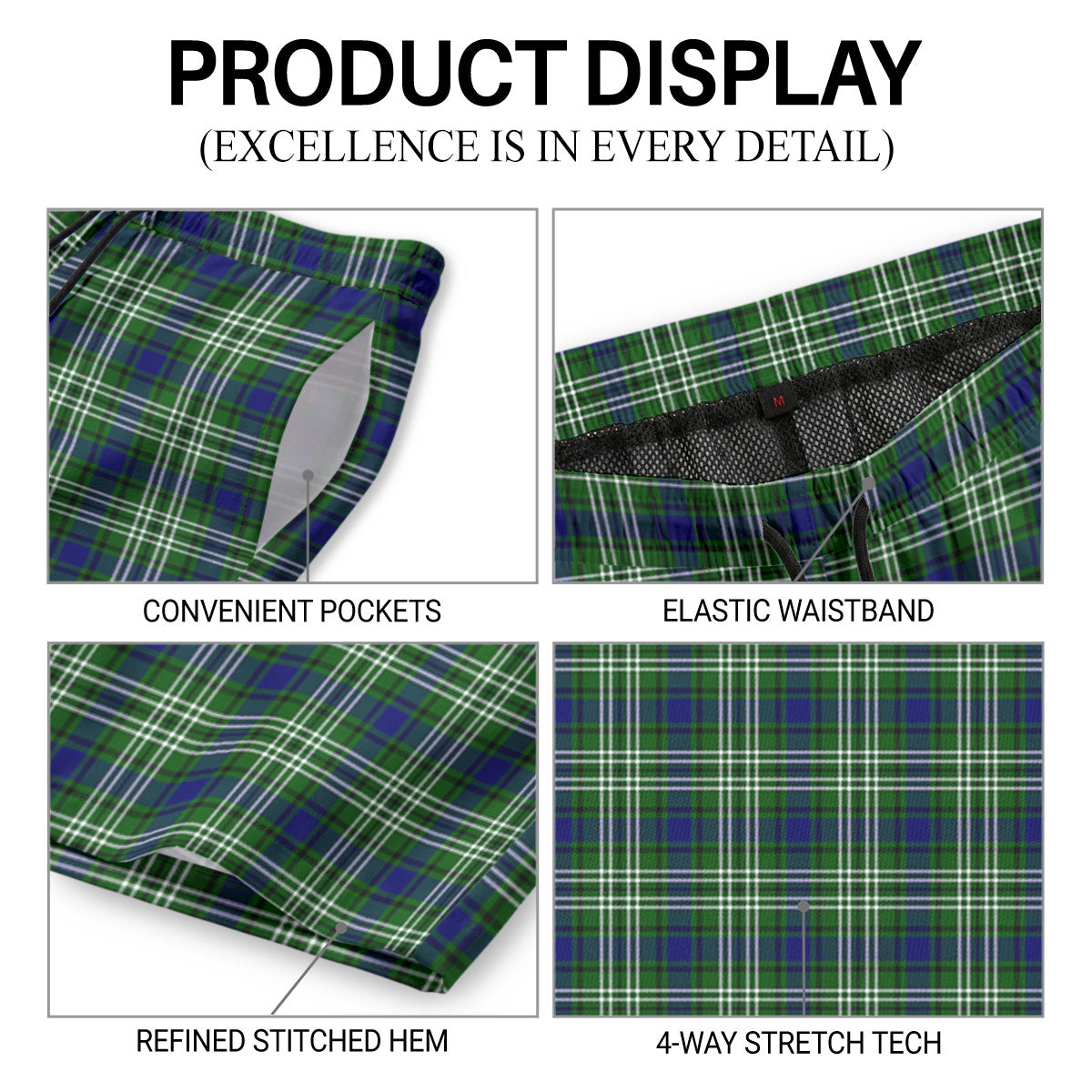 Haliburton Tartan Crest Men's Beach Shorts