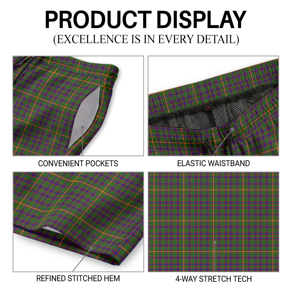Hall Tartan Crest Men's Beach Shorts
