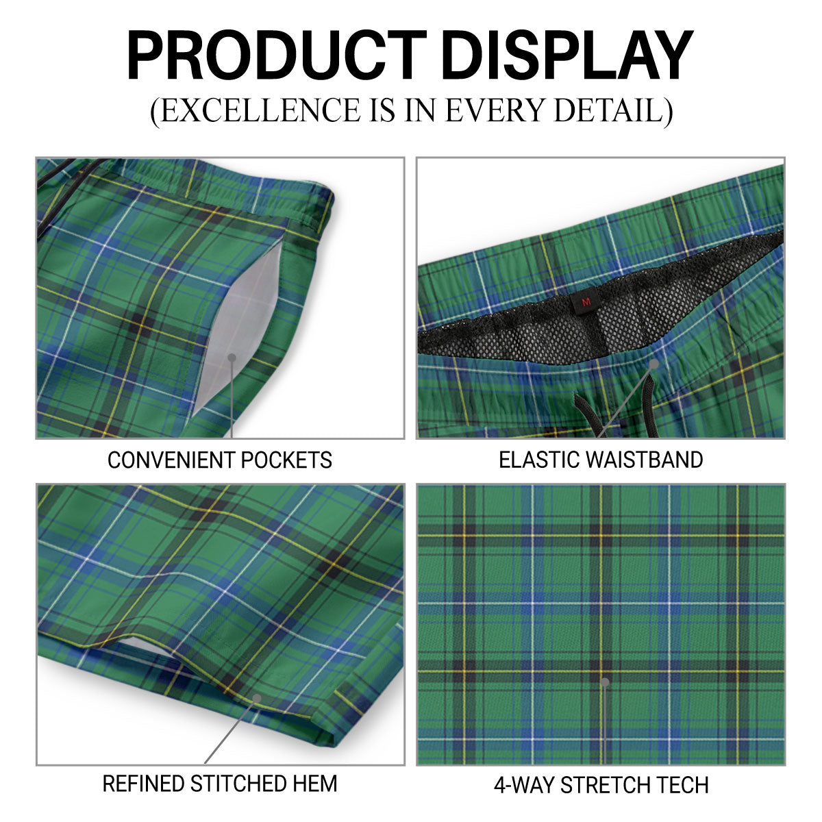 Henderson Ancient Tartan Crest Men's Beach Shorts