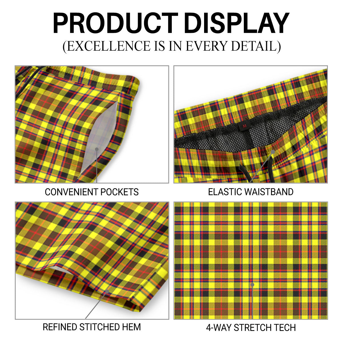 Jardine Tartan Crest Men's Beach Shorts