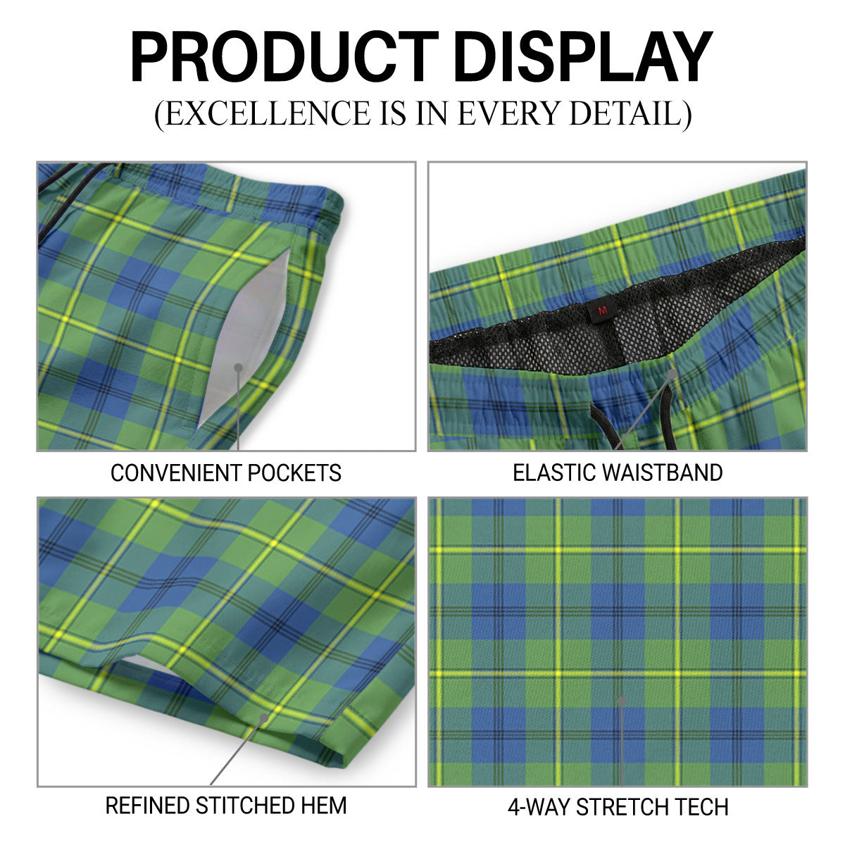 Johnston Ancient Tartan Crest Men's Beach Shorts