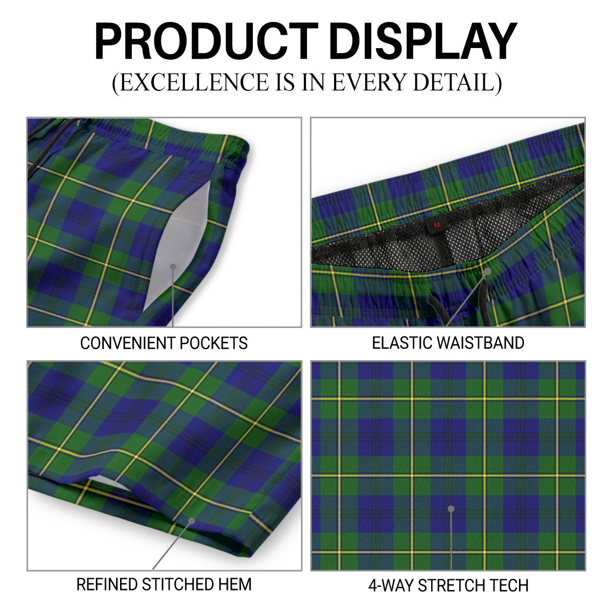 Johnston of Caskieben Tartan Crest Men's Beach Shorts
