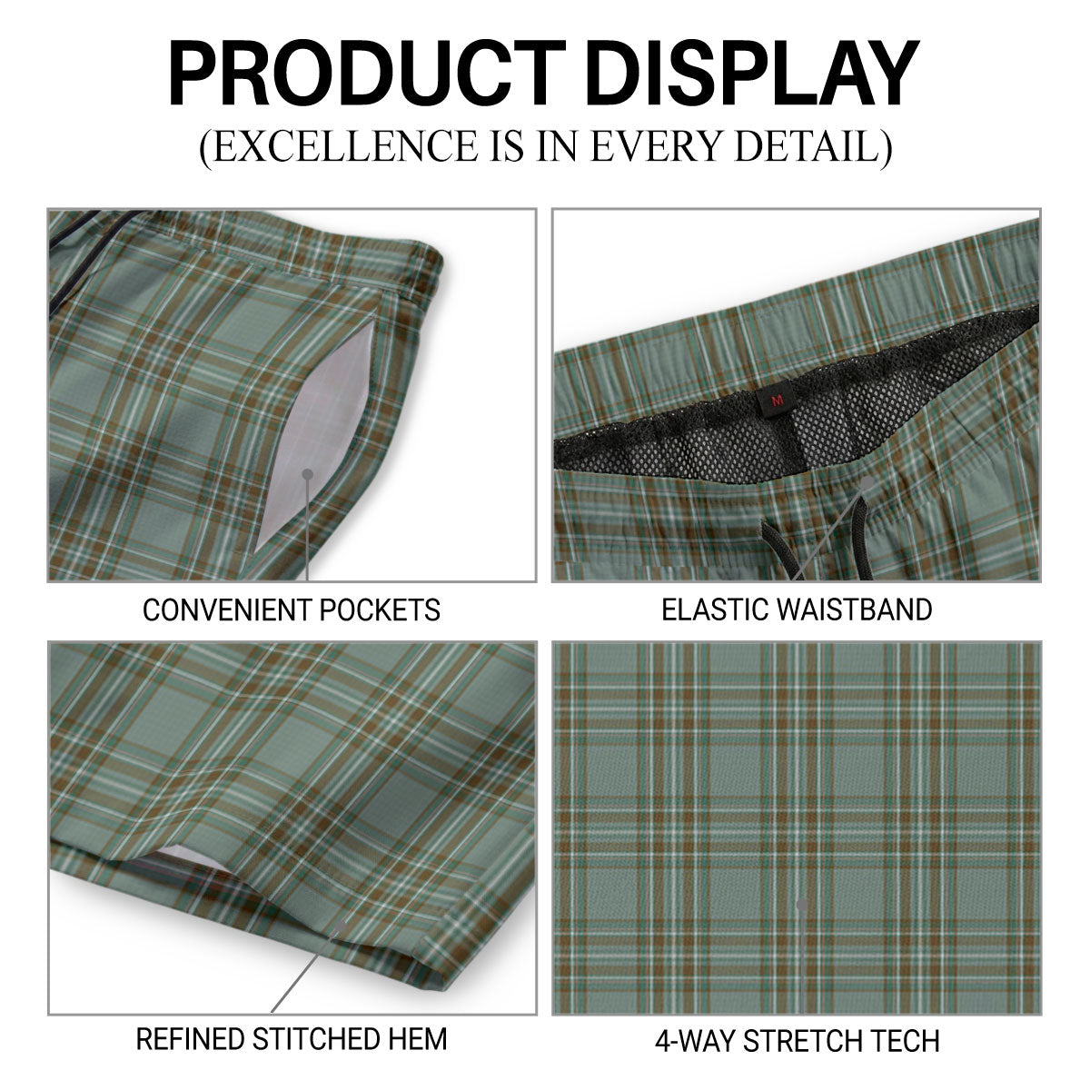 Kelly Dress Tartan Crest Men's Beach Shorts