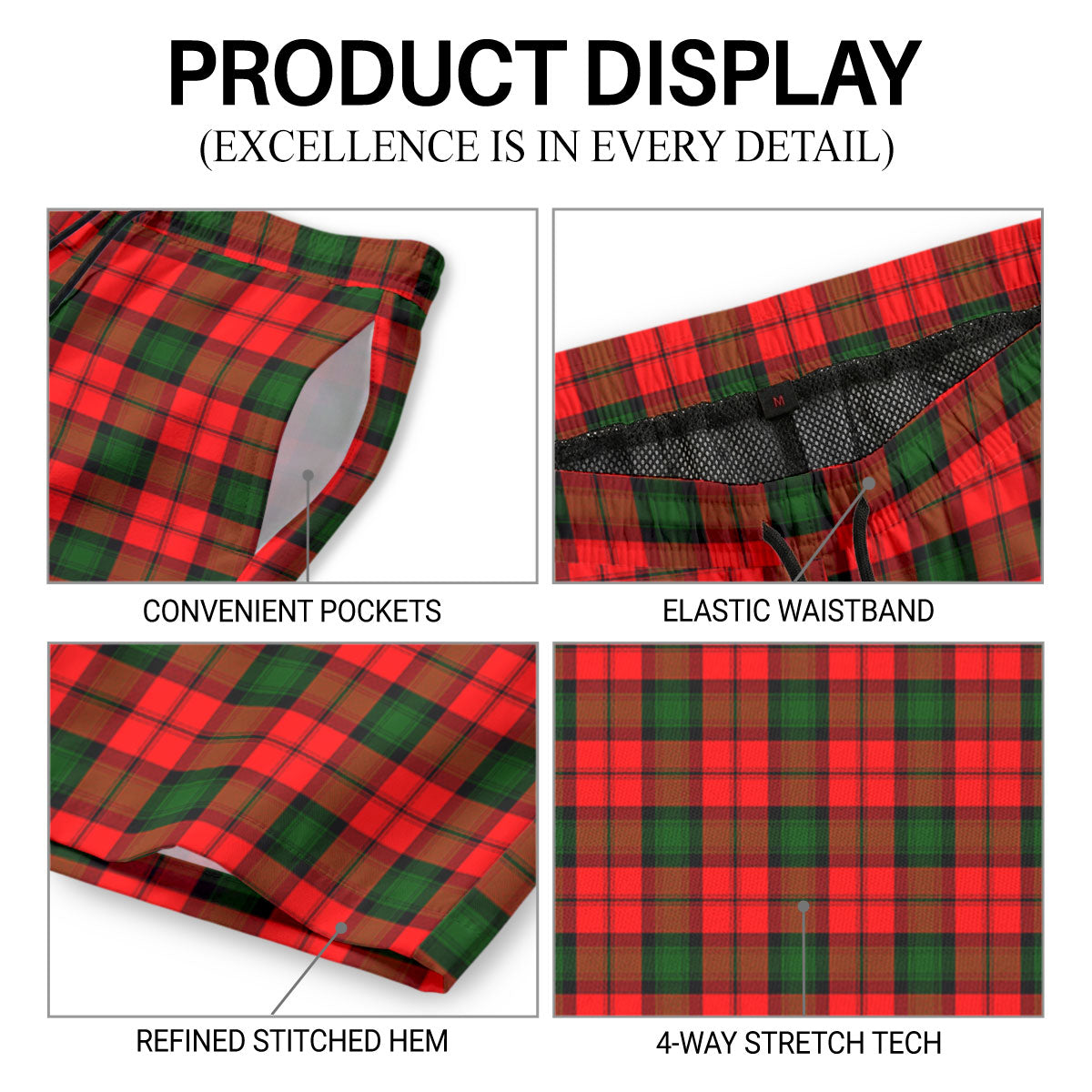 Kerr Modern Tartan Crest Men's Beach Shorts